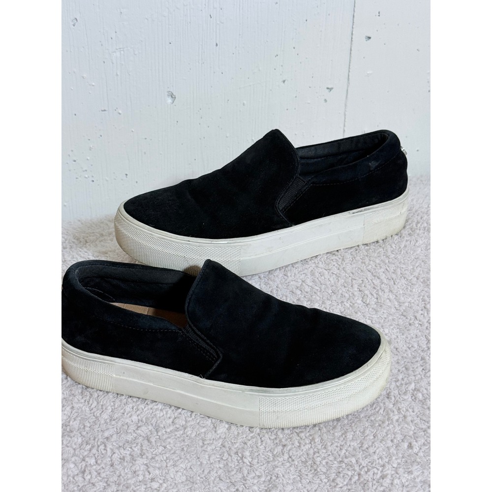 Steve Madden Gills Black Suede Platform Slip On Sneakers Womens 6M Leather Upper